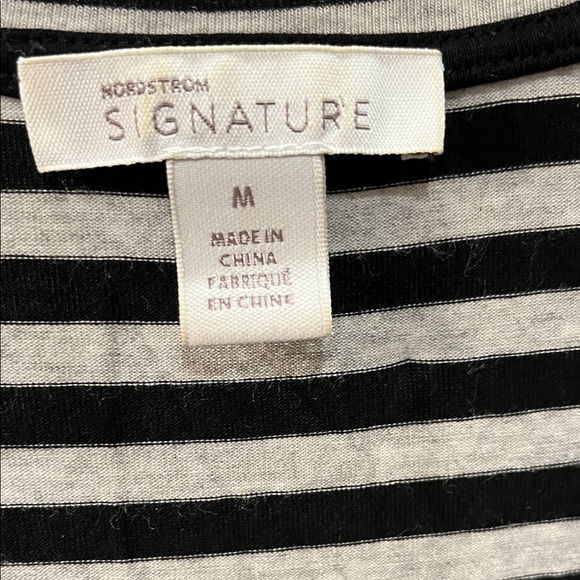 Nordstrom Black and White Striped Long Sleeve Tee - Picture 2 of 2
